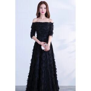 NEW Vicky and Lucas Size M Medium Off Shoulder Shaggy Maxi Formal Dress Prom